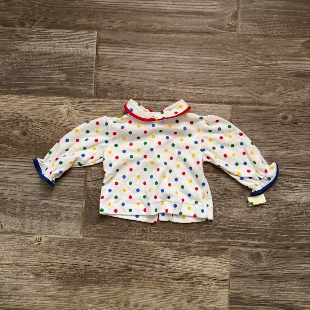 Vintage 90s Multi-colored polka dot baby girl long sleeve